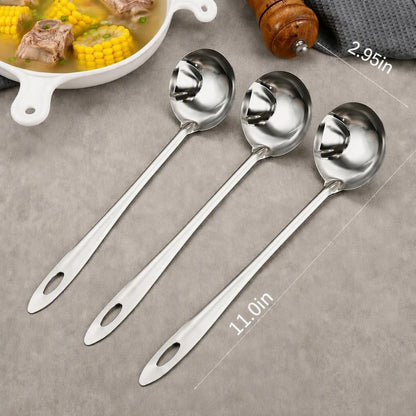 🍲 Food-Grade Stainless Steel Broth Ladle with Built-In Oil Strainer