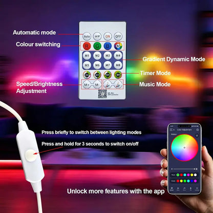 🎅Plush RGB Neon Rope Light🎄360° Full Glow, Music Sync, Perfect Christmas Tree & Bedroom Holiday Decor🎁