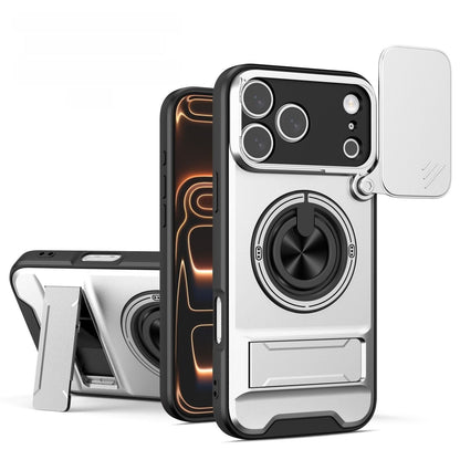 Sliding Window Lens Protector Magnetic Ring Holder Case for work with iPhone 17 ProMax