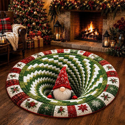 💯🎄3D Christmas Gnome Optical Illusion Round Rug | Fun Festive Home Decor Must‑Have⭐🏠🎁