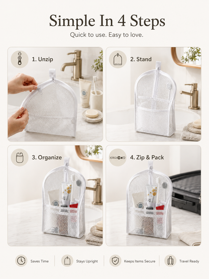 Self-Standing Travel Toiletry Pouch – Compact Organizer for Travel & Daily Essentials