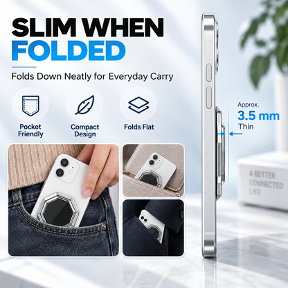 360° Rotating Foldable Phone Ring Holder Stand with Magnetic Mount Support