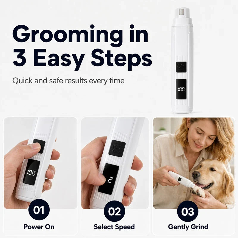 🔥Hot Sale 50% OFF🔥 Pet Nail Grinder with LED & Power Display – Low Noise, USB-C, for Dogs Cats 🐾
