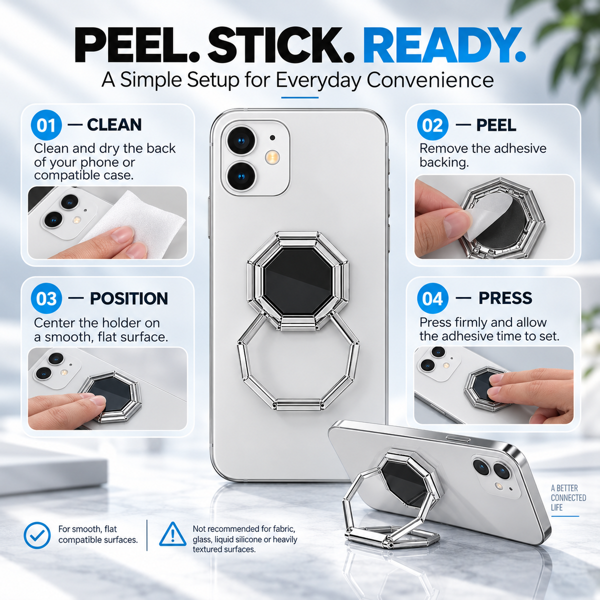 360° Rotating Foldable Phone Ring Holder Stand with Magnetic Mount Support