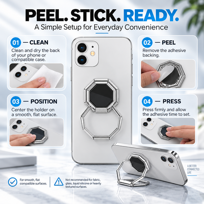 360° Rotating Foldable Phone Ring Holder Stand with Magnetic Mount Support