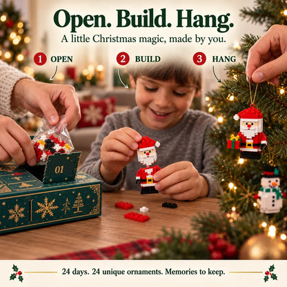 ⏳ Last Day 49% OFF – 🎄24-Day Mini Christmas Brick Ornament Advent Calendar | 24 Unique Buildable Holiday Ornaments to Create, Hang & Keep 🧱