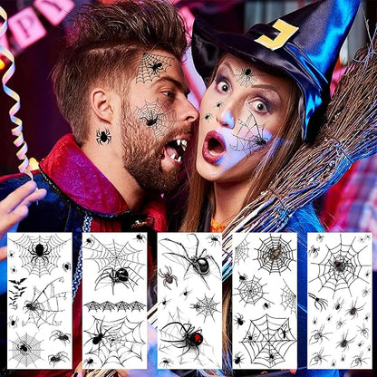 💀 Halloween Party Temporary Tattoos, Fun Face & Body Stickers for Kids & Adults🎃