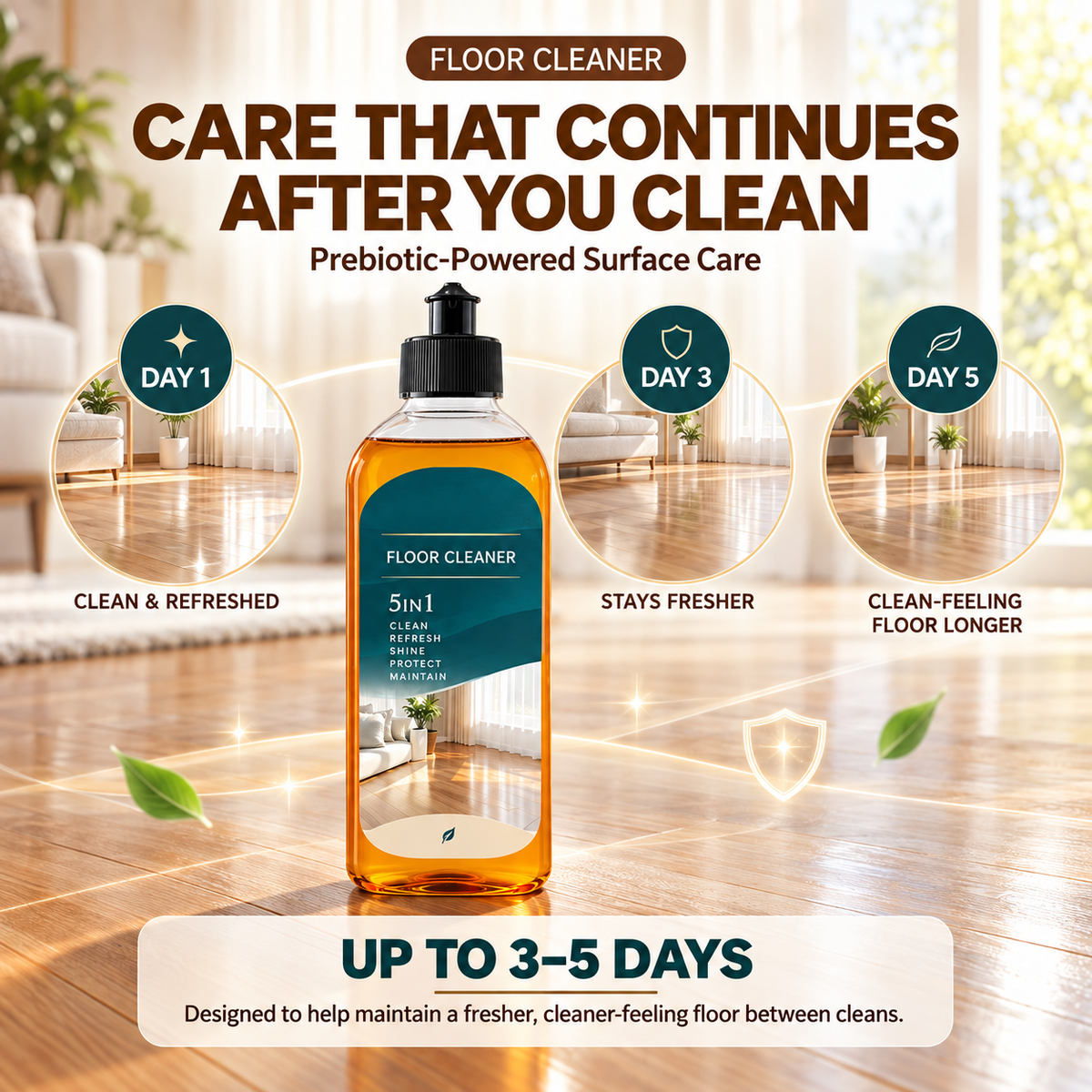 5-in-1 Floor Cleaner – Deep Clean, Odor Care, Shine & Surface Protection