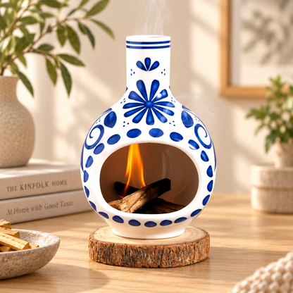 Ceramic Palo Santo Burner – Mini Chimenea Incense Holder & Ash Catcher