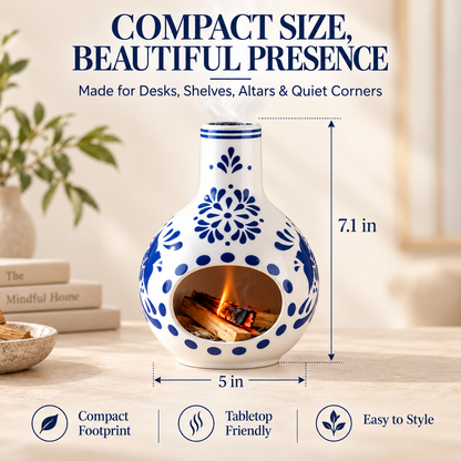 Ceramic Palo Santo Burner – Mini Chimenea Incense Holder & Ash Catcher