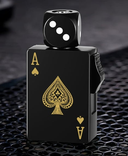 🎲Windproof Poker Dice Rotating Cigar Lighter, Butane Refill (Not Included)