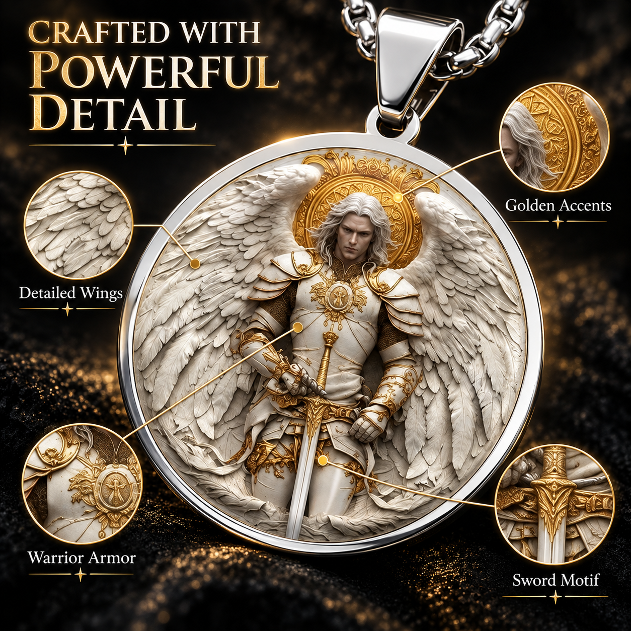 Men’s Angel Warrior Pendant Necklace