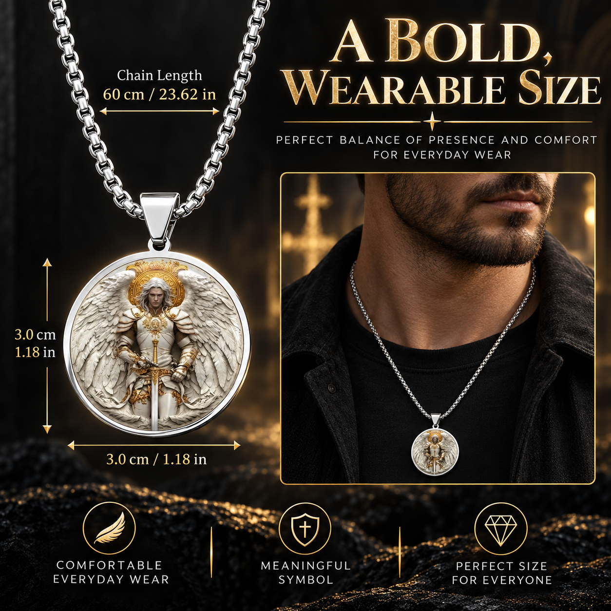 Men’s Angel Warrior Pendant Necklace
