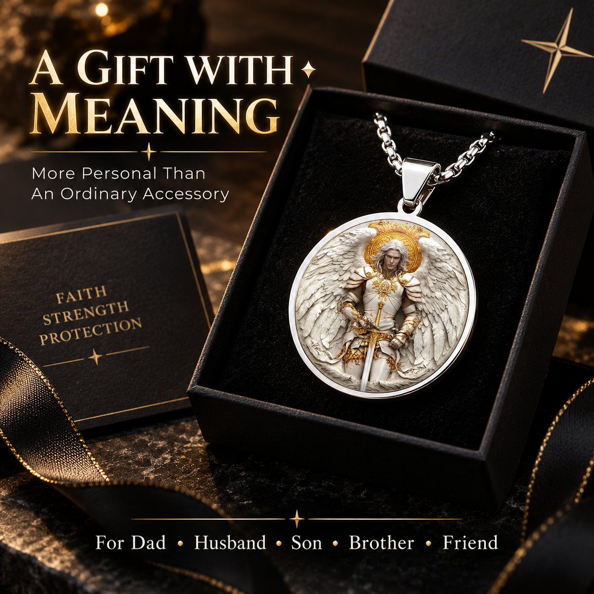 Men’s Angel Warrior Pendant Necklace