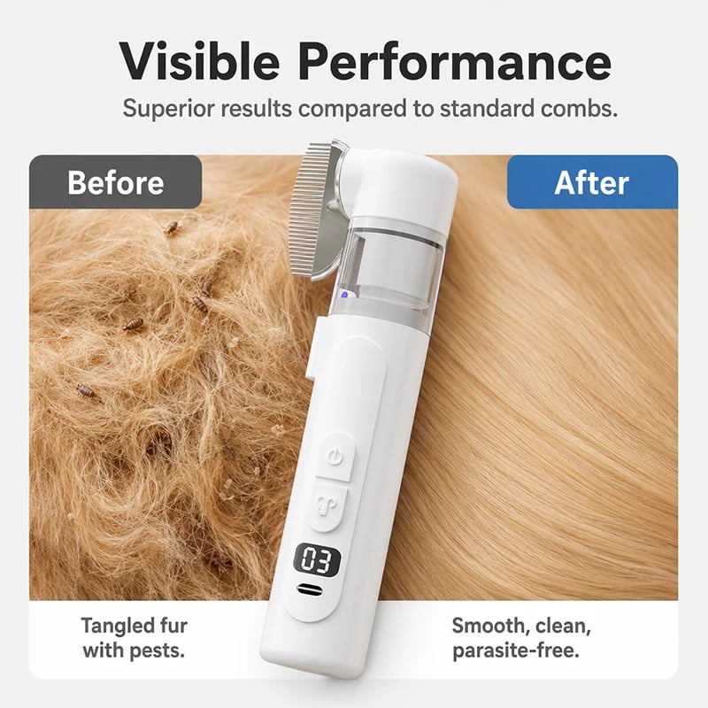 ⏰LIMITED TIME PRICE🔥Electric Pet Grooming Comb🐕Keep your furry friends away from mites, fleas and tangled fur！