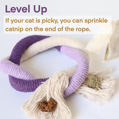 🔥LAST DAY 49% OFF😻3Pcs Catnip Chew Rope Toy – Natural, Safe Tooth Cleaner for Indoor Cats