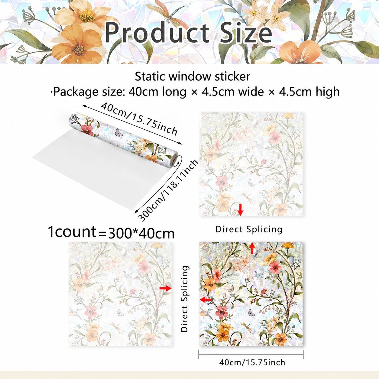 🌸 Floral Static Cling Window Sticker