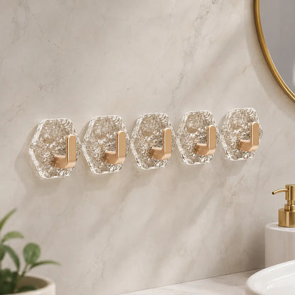 10/20-Pack Heavy-Duty Hexagonal Ripple Adhesive Hooks – Waterproof Wall Organizers for Kitchen & Bathroom