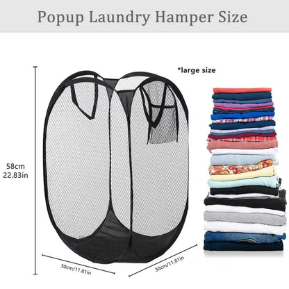 Foldable Mesh Laundry Basket – Breathable Large Capacity Hamper for Home & Bathroom