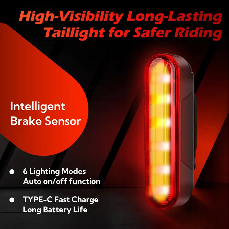 Unisex Smart Bike Tail Light - 3.15in, 5 LED, Laser Indicator