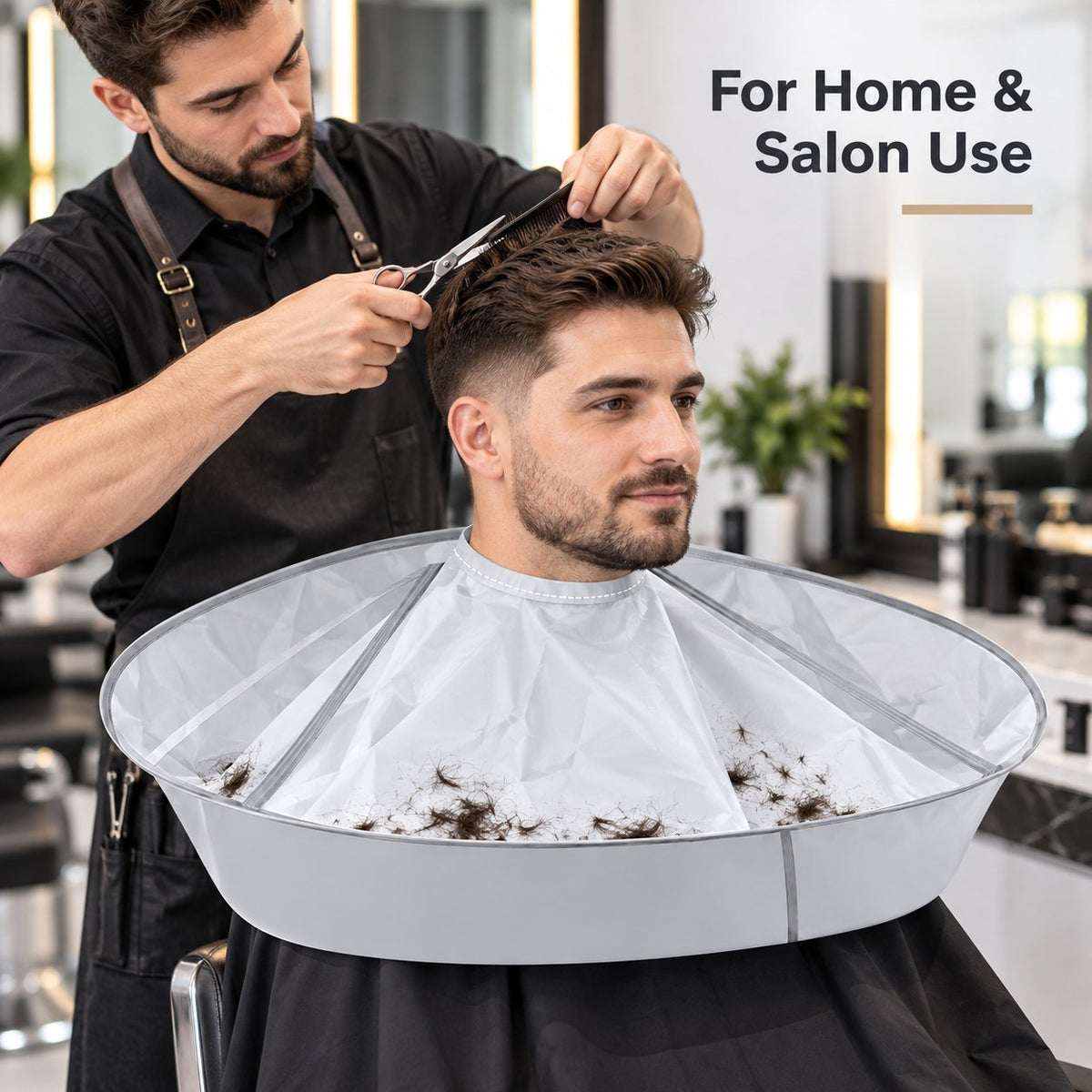 🔥Last Day 50% OFF - 💈Portable Hair Cutting Cape – 23.62' Wide Hair Catcher, Waterproof & Easy-Clean Design for Mess-Free Home Haircuts