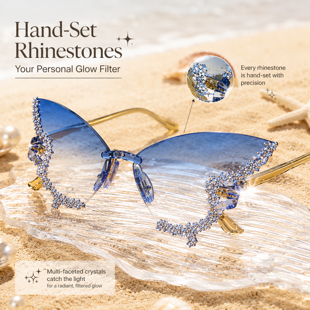 GlowButterfly™ Rimless Rhinestone Sunglasses
