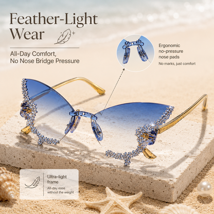 GlowButterfly™ Rimless Rhinestone Sunglasses
