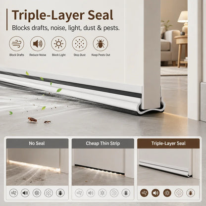 Triple-Layer Under Door Draft Stopper & Weather Strip | Seal Gap