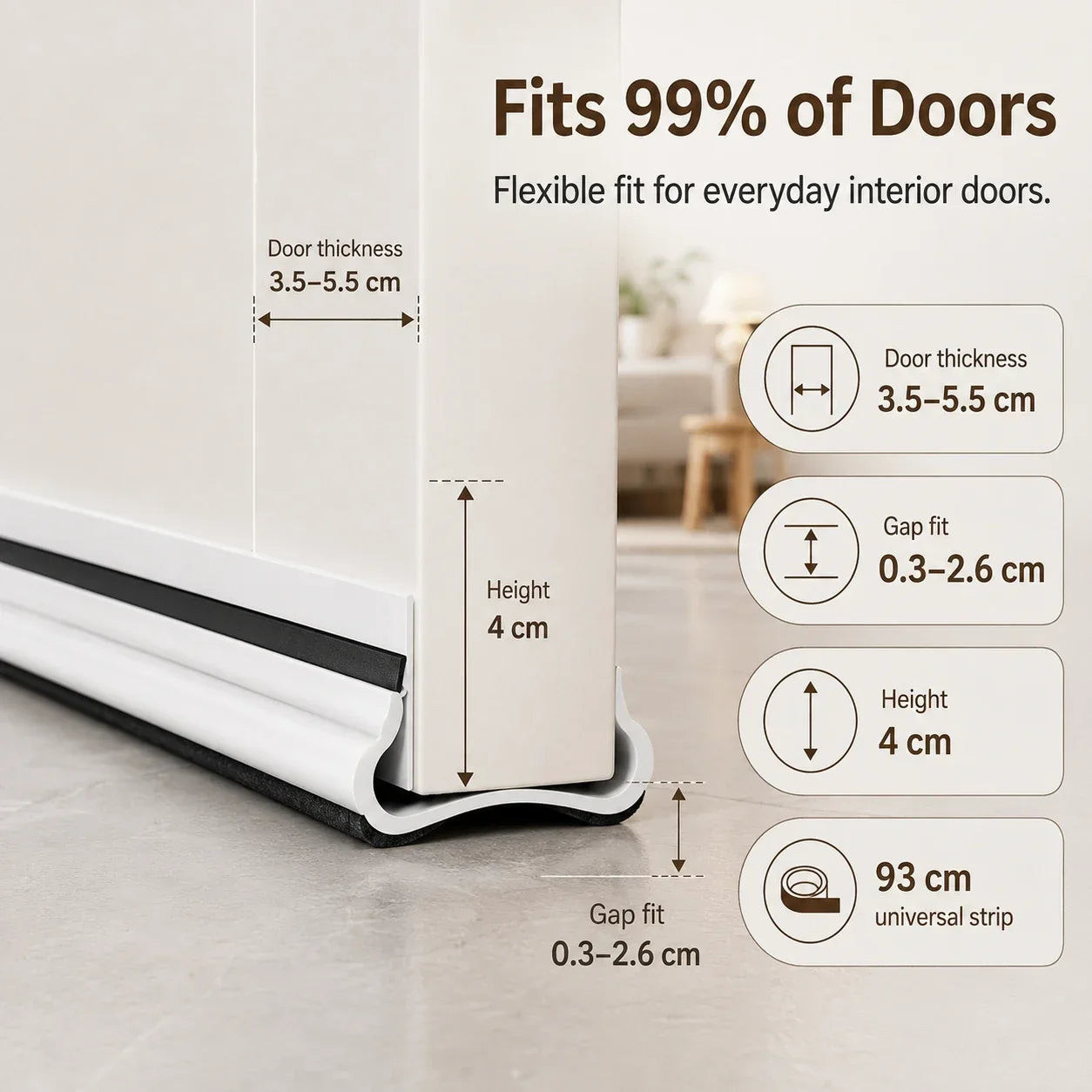 Triple-Layer Under Door Draft Stopper & Weather Strip | Seal Gap