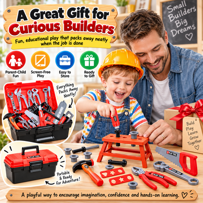 🔥Kids Tool Set, 41 Pcs with Box and Electronic Toy Drill for Child Ages 3+