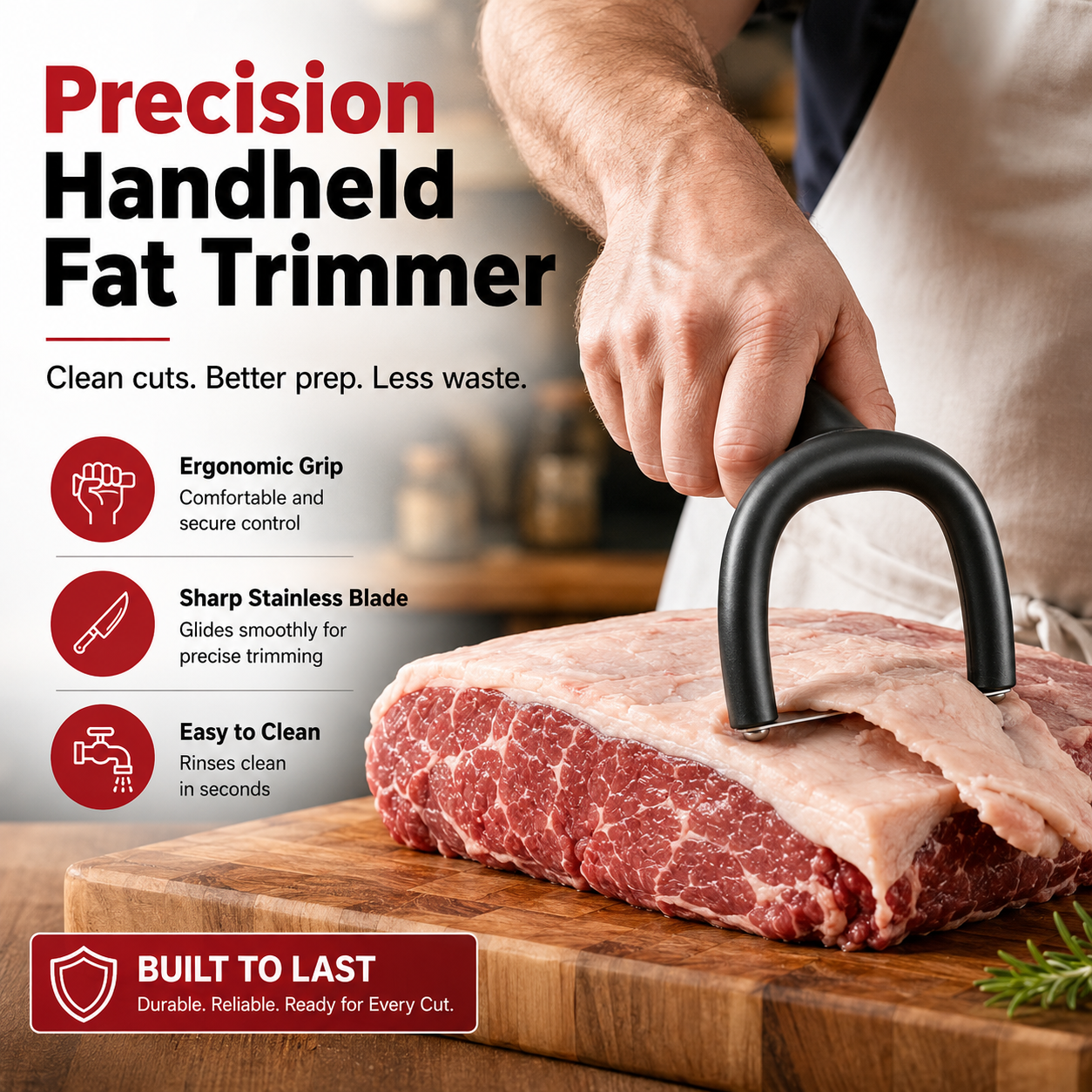 Handheld Meat Fat Trimmer — Cleaner Cuts for BBQ, Brisket & Pork Prep