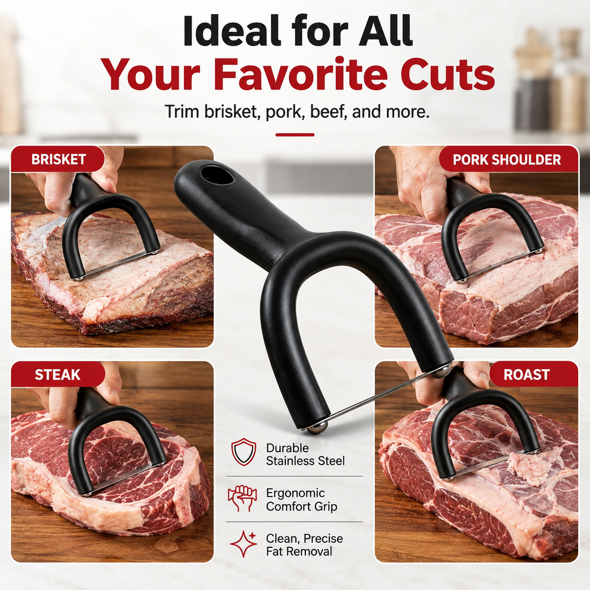 Handheld Meat Fat Trimmer — Cleaner Cuts for BBQ, Brisket & Pork Prep