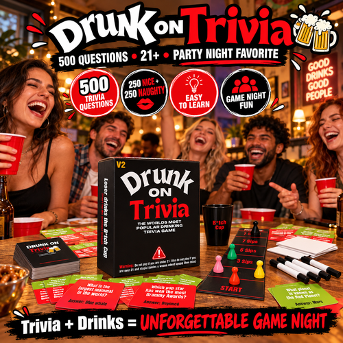 🍻 Drunk On Trivia – 500-Question Adult Party Game for Game Nights, Birthdays & Friends