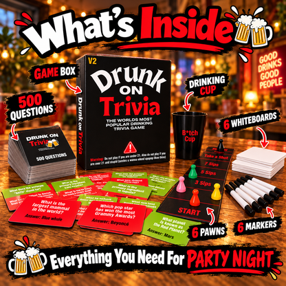 🍻 Drunk On Trivia – 500-Question Adult Party Game for Game Nights, Birthdays & Friends