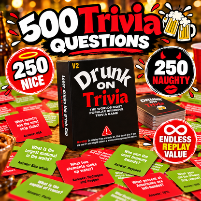 🍻 Drunk On Trivia – 500-Question Adult Party Game for Game Nights, Birthdays & Friends