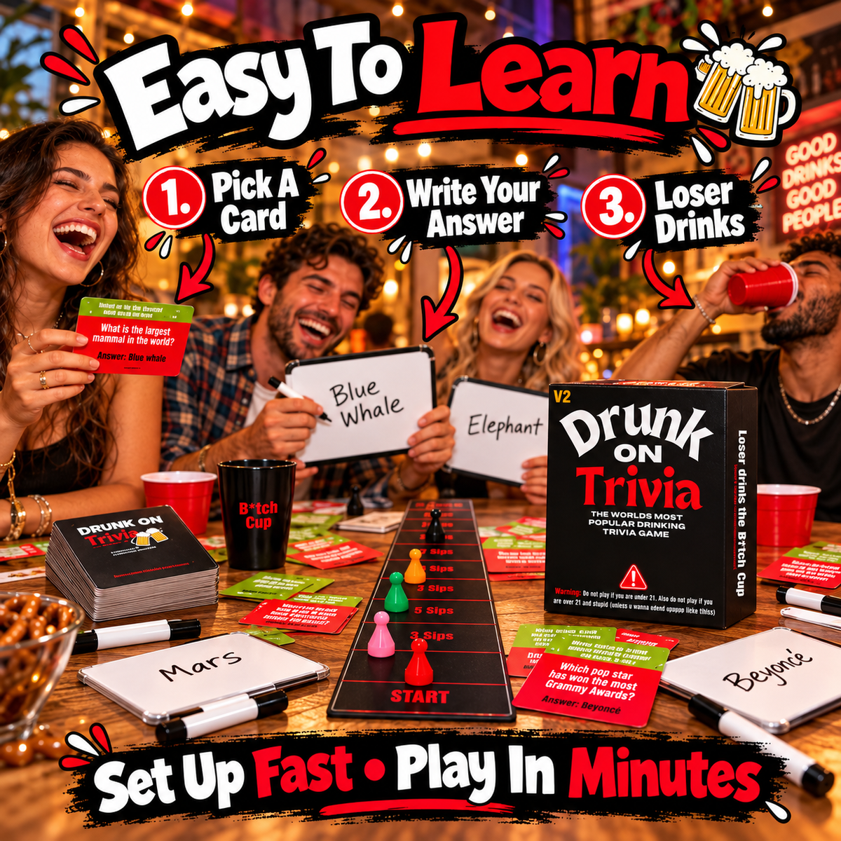 🍻 Drunk On Trivia – 500-Question Adult Party Game for Game Nights, Birthdays & Friends