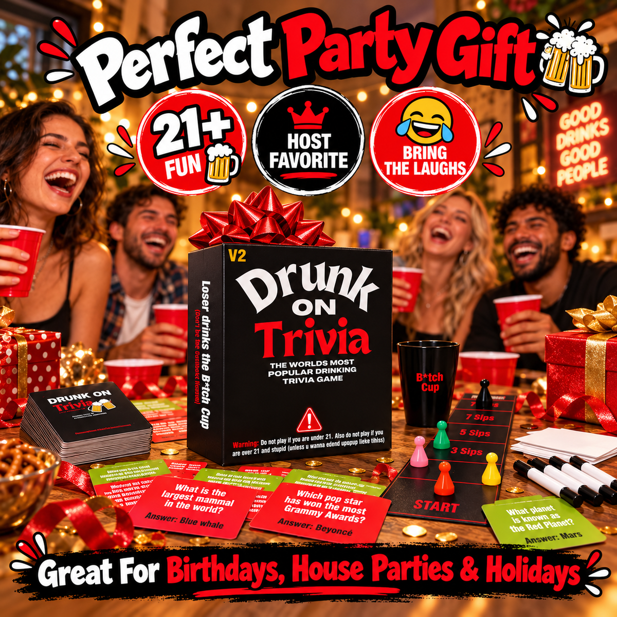 🍻 Drunk On Trivia – 500-Question Adult Party Game for Game Nights, Birthdays & Friends