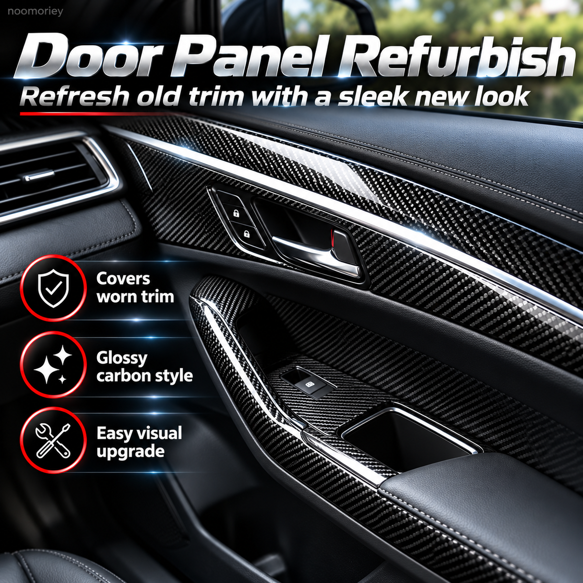 ✨ 6D Gloss Carbon Fiber Vinyl Wrap – Self-Adhesive Waterproof Car Interior & Exterior Trim Film