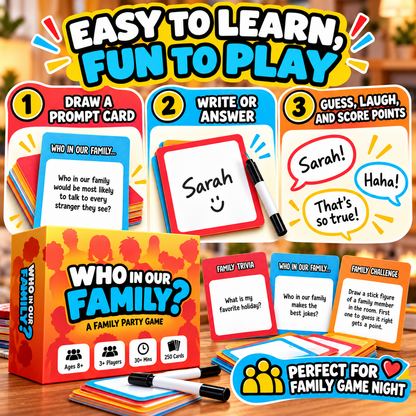 😂 50% OFF Today! Who In Our Family? Hilarious Party Game for Family Game Night