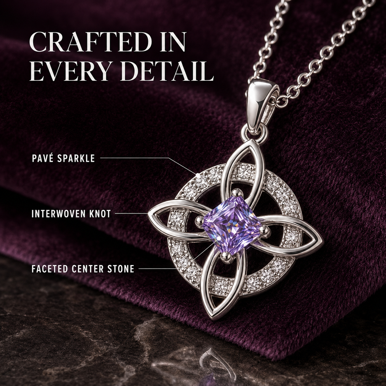 🔮 Personalized Witch’s Knot Birthstone Necklace – Sacred Protection & Luck Talisman ✨