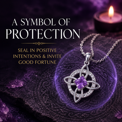 🔮 Personalized Witch’s Knot Birthstone Necklace – Sacred Protection & Luck Talisman ✨