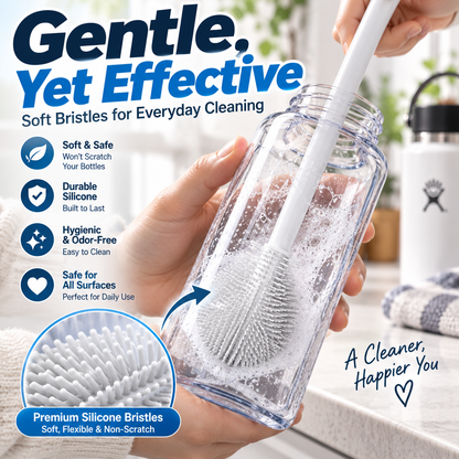 Buy one get one free-360° Silicone Bottle Cleaning Brush with Long Handle