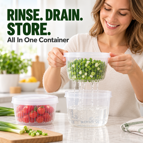 🥬 Keep Chopped Veggies Fresher Longer With Built-In Strainer Boxes