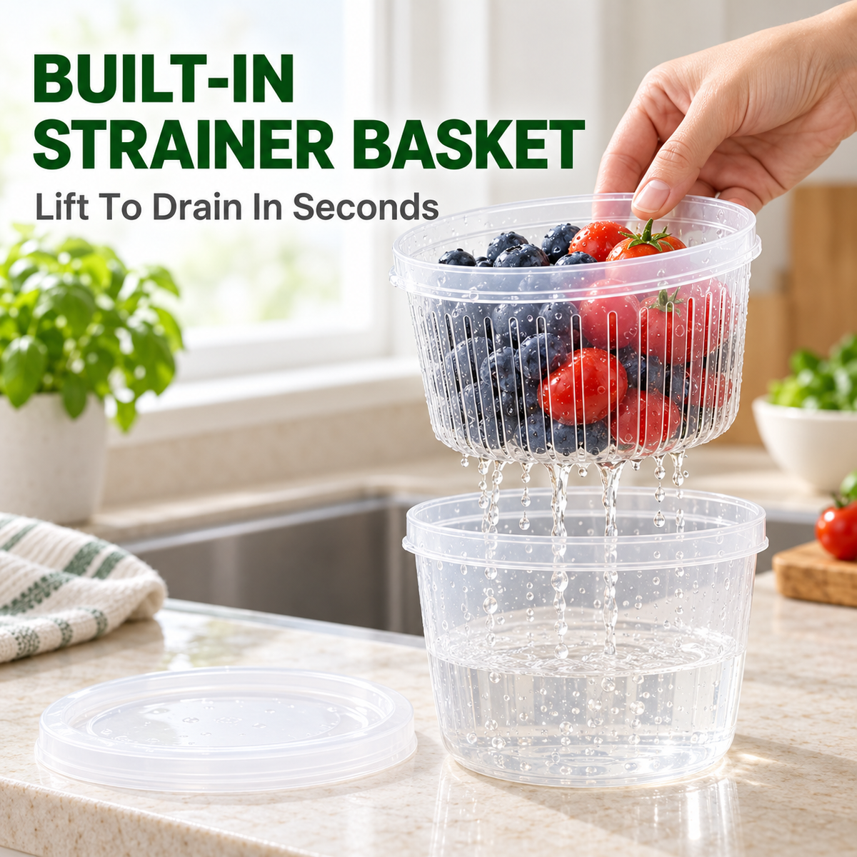 🥬 Keep Chopped Veggies Fresher Longer With Built-In Strainer Boxes