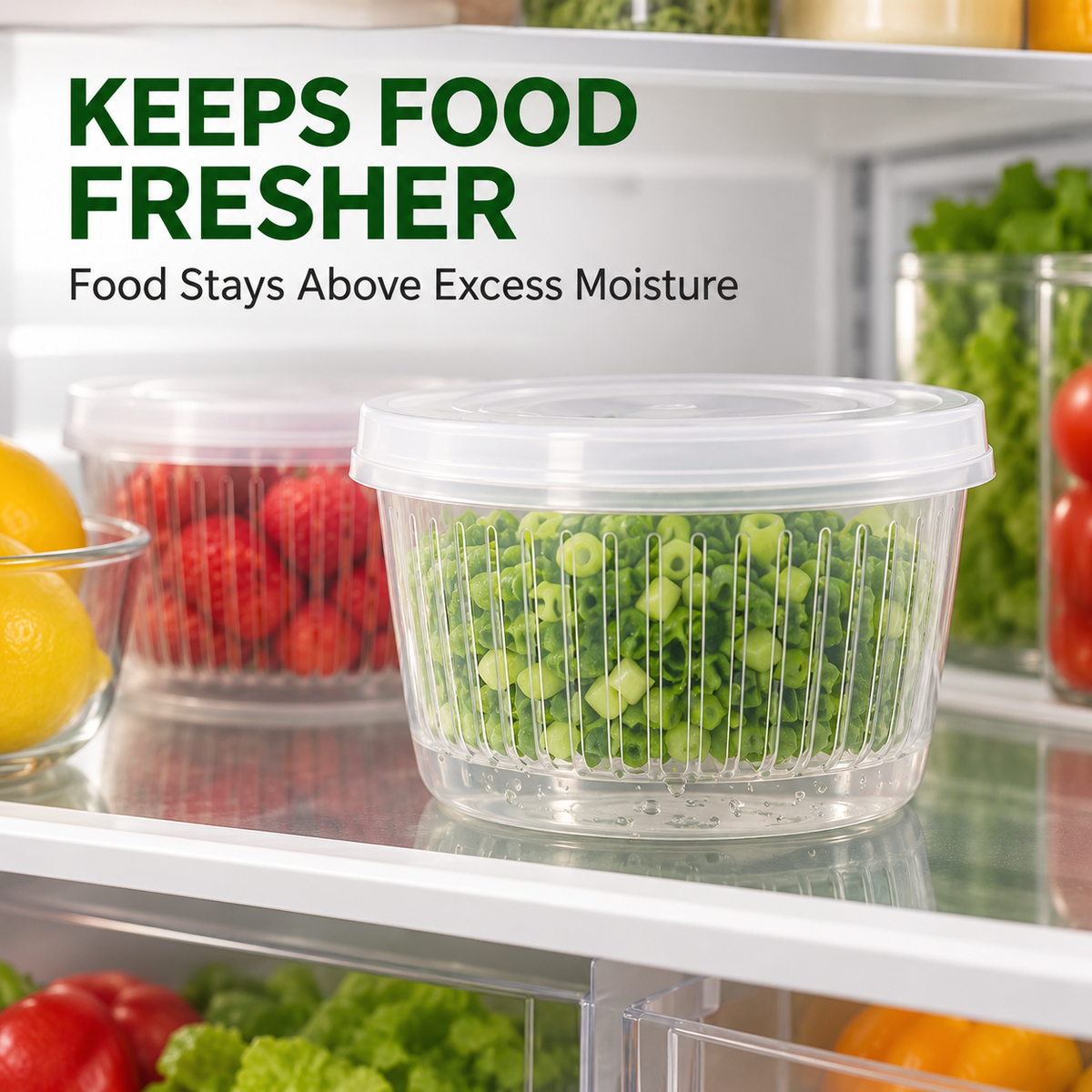 🥬 Keep Chopped Veggies Fresher Longer With Built-In Strainer Boxes