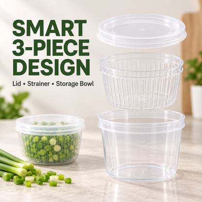 🥬 Keep Chopped Veggies Fresher Longer With Built-In Strainer Boxes