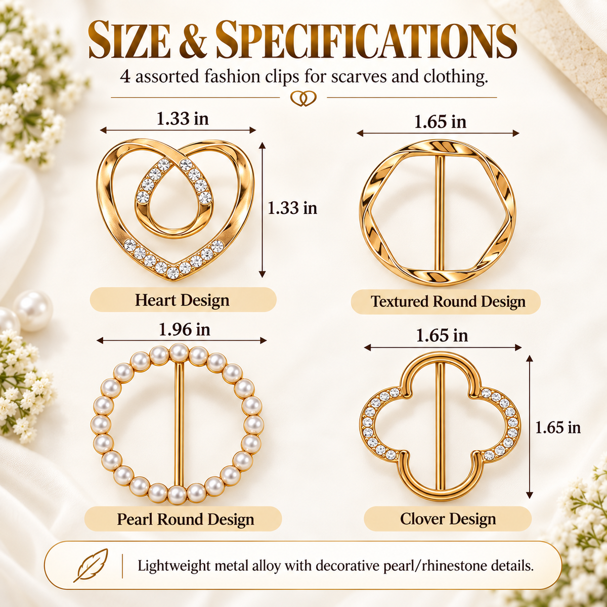 ✨4-Piece Women's Metal Shirt Clips – Round & Heart Designs for Loose Clothing