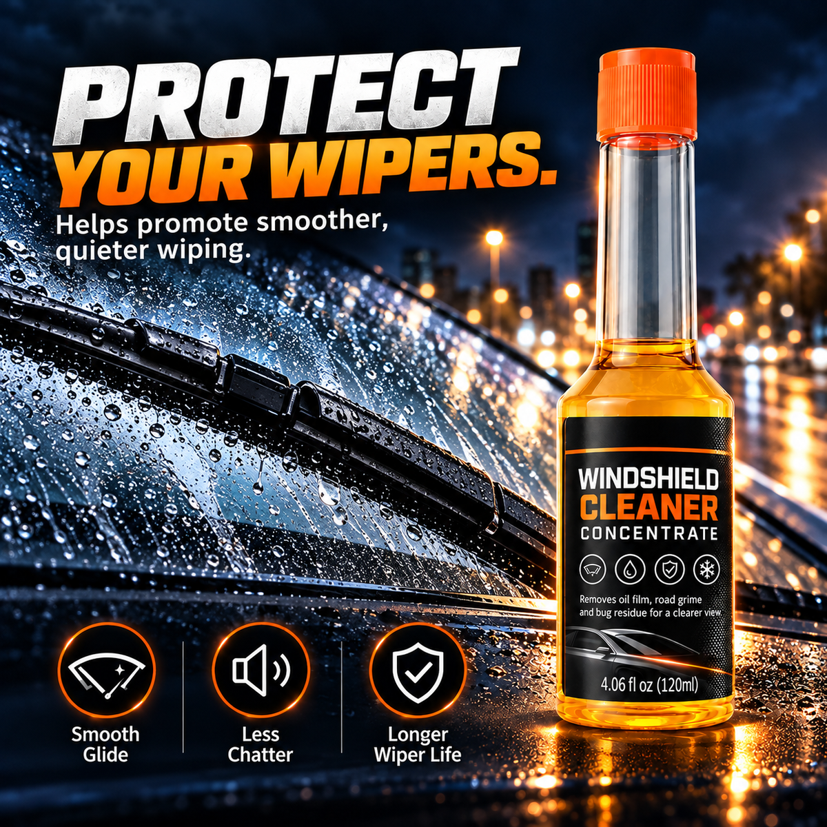 ✨Concentrated Windshield Washer Fluid – Oil Film & Bug Residue Cleaner, 120ml🌧️