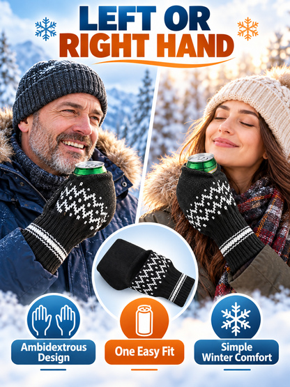 🍺 Winter Fun Deal – Knitted Drink Holder Mittens 🧤 Warm Stretch Gloves That Keep Hands Cozy While Holding Your Chilled Beverage ❄️