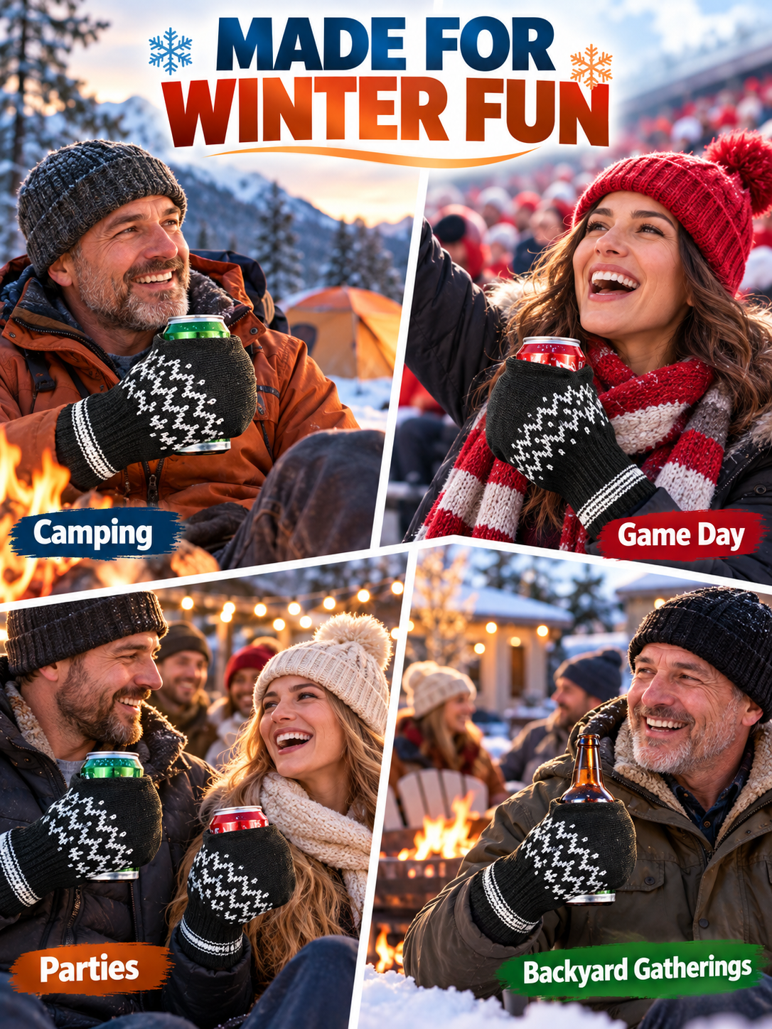 🍺 Winter Fun Deal – Knitted Drink Holder Mittens 🧤 Warm Stretch Gloves That Keep Hands Cozy While Holding Your Chilled Beverage ❄️